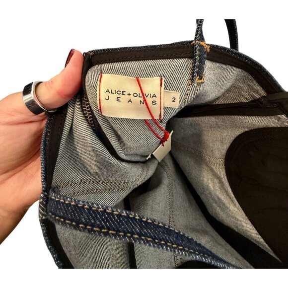 Alice + Olivia Natacha Godet Maxi Denim Dress Dark Rinse NWT - Size 2 - Picture 10 of 12